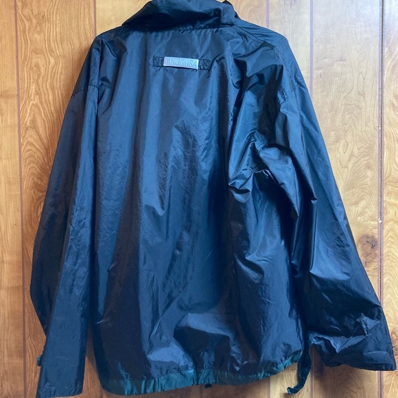 Vintage Windbreaker Tango USA Quarter Zip XL Black and Green Pull Cord Waist - Picture 8 of 10